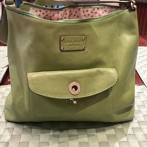 Kate Spade Bag- green- inside cream with gold polka dots